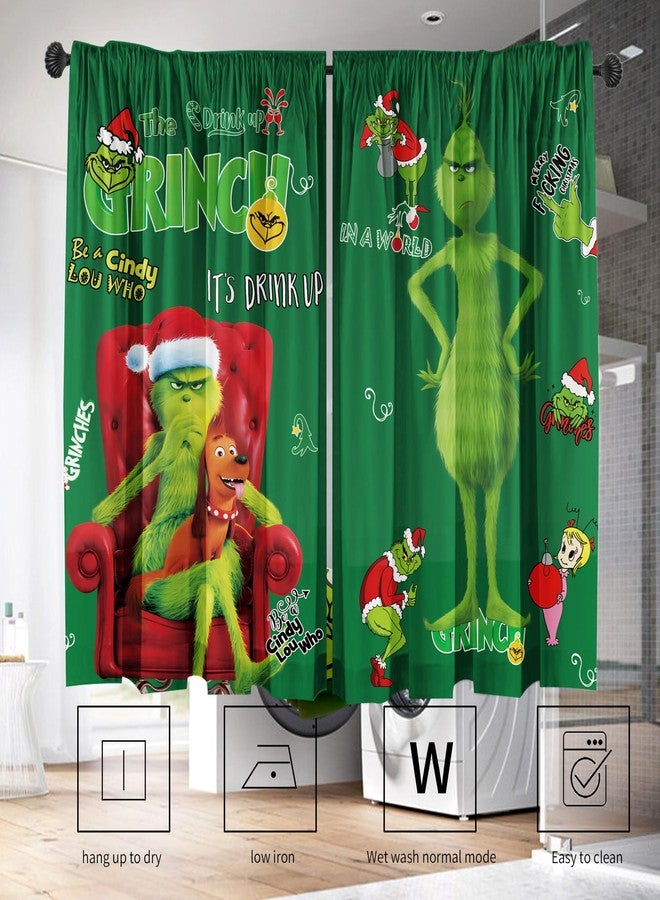 SUNWISHA Christmas Window Decor 2 Panels Set 26 x 45 Inch Curtains Valance for Bedroom Green - Image 4